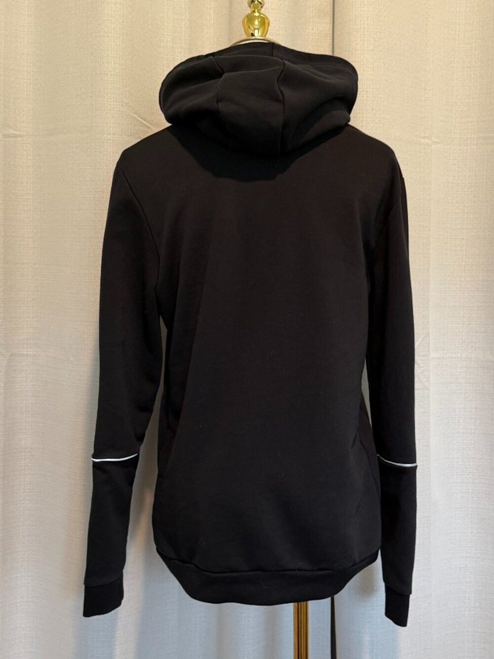 adidas Cowl Neck Hoodie Black Size M - Reflective 3-Stripe Athleisure - Picture 5 of 12
